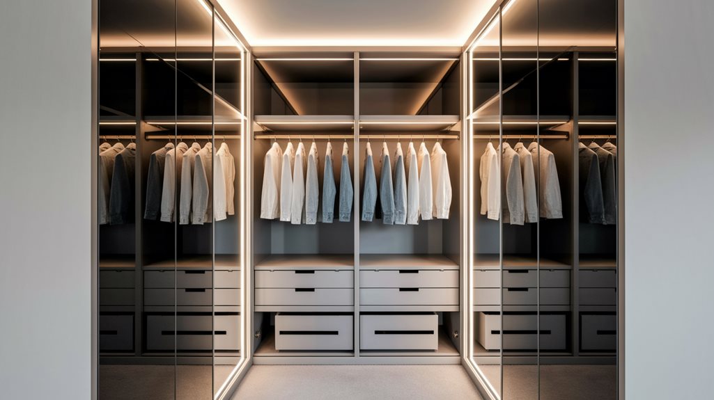 lustrzane szafy powiększają przestrzenie